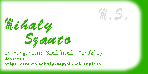 mihaly szanto business card